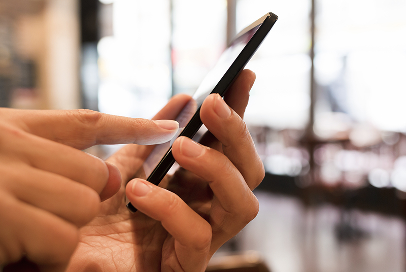 Person using a smartphone to look at their online digital home inspection report